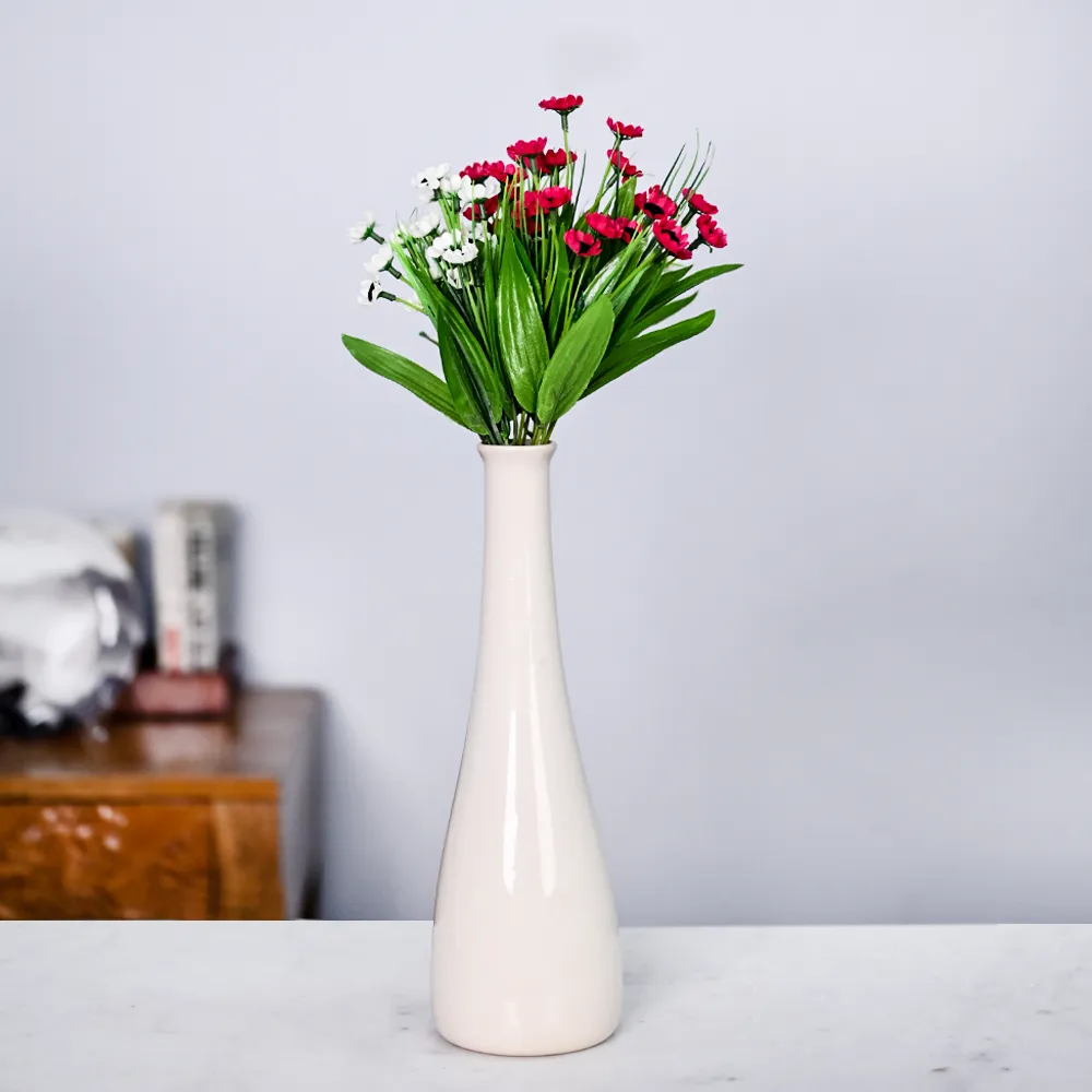 Red & White Blossom Small Artificial Flower Bunch Combo