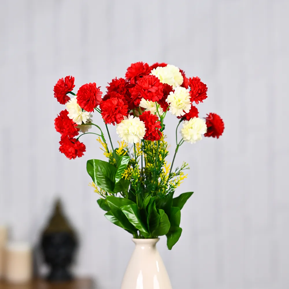 Red & White Bunch Of Artificial Daisy