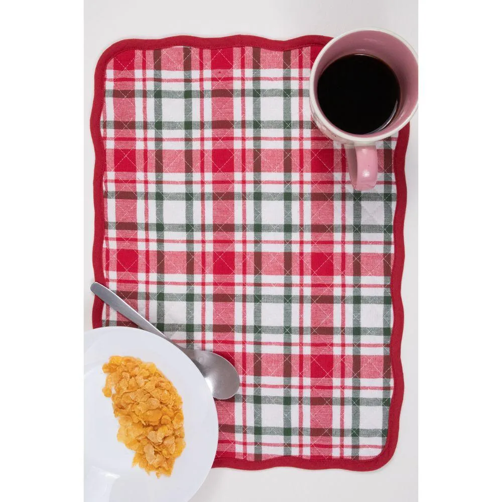 Red White Checked Quilt Placemat/ Table Mat (Set of 2)