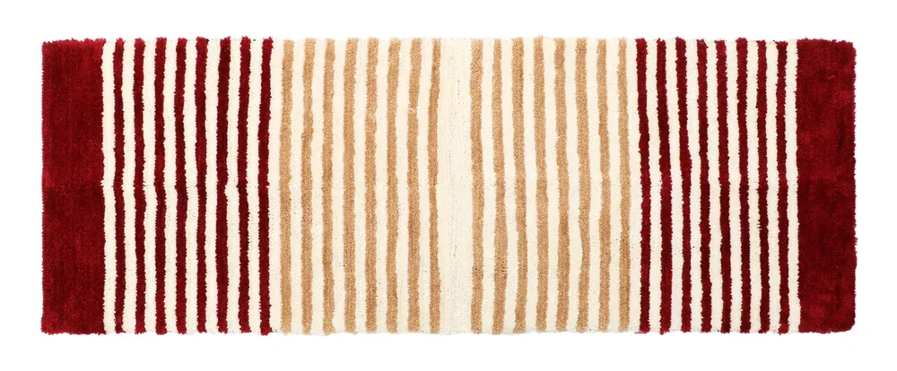 Red & White Striped Polyester Bedside Runner