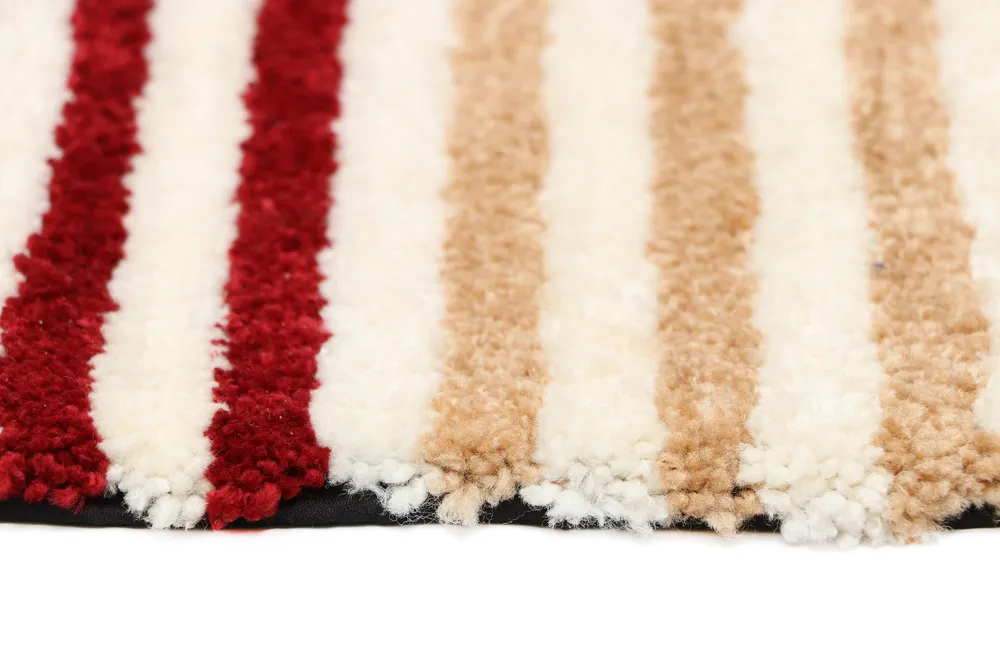Red & White Striped Polyester Bedside Runner