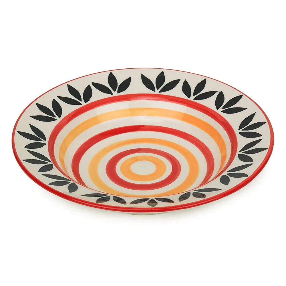 Red & Yellow Painted Pasta Plates Set Of 2