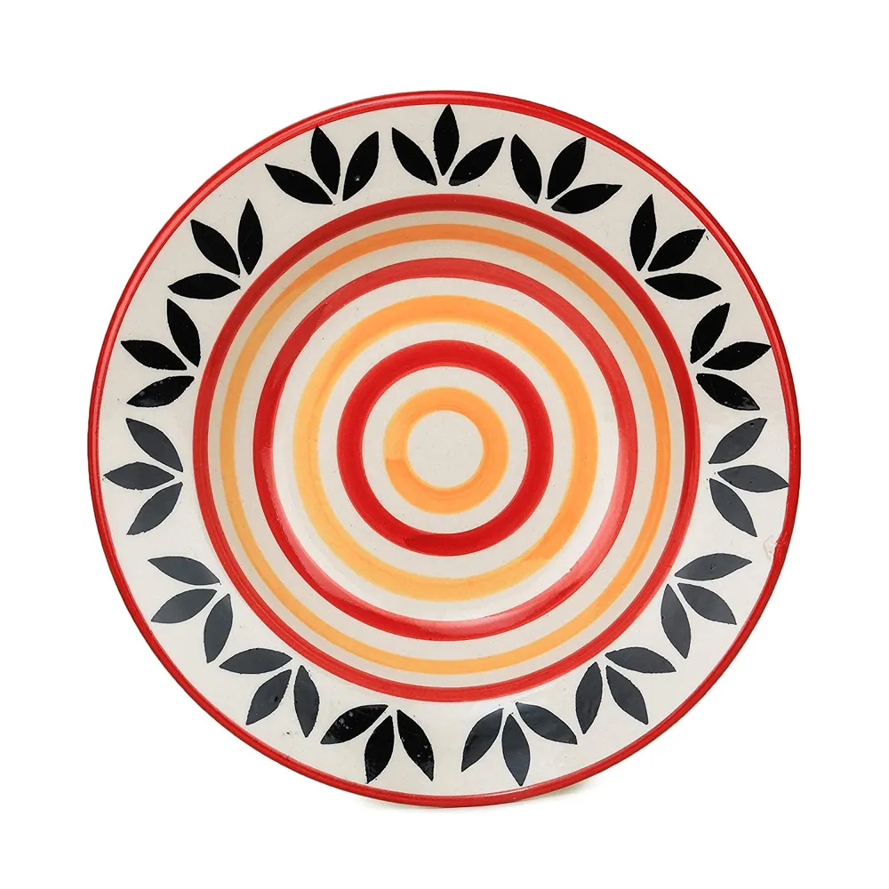 Red & Yellow Painted Pasta Plates Set Of 2