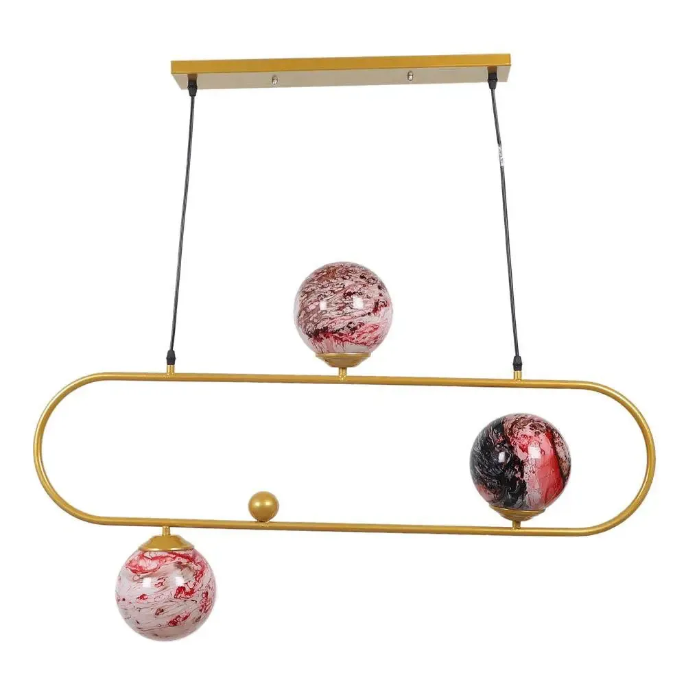 Red & Yellow Splashed Globe Long Capsular Hanging Light