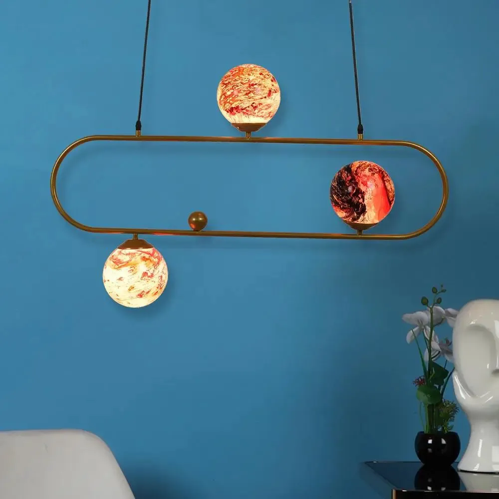 Red & Yellow Splashed Globe Long Capsular Hanging Light