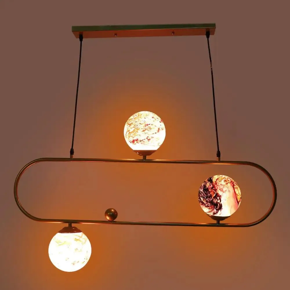 Red & Yellow Splashed Globe Long Capsular Hanging Light