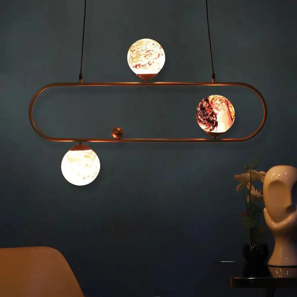 Red & Yellow Splashed Globe Long Capsular Hanging Light