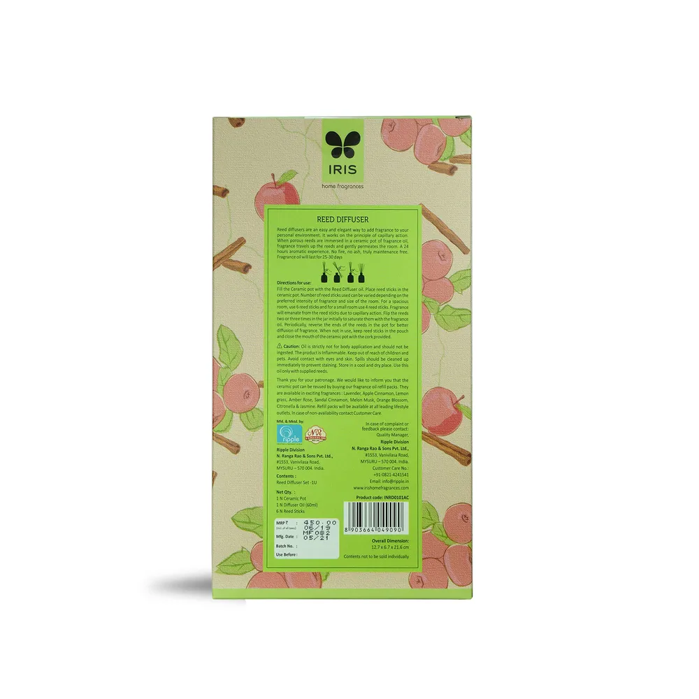 Reed Diffuser Set with 60 ml aroma oil (Apple Cinnamon/ Lavender / Lemon Grass) LEMON GRASS