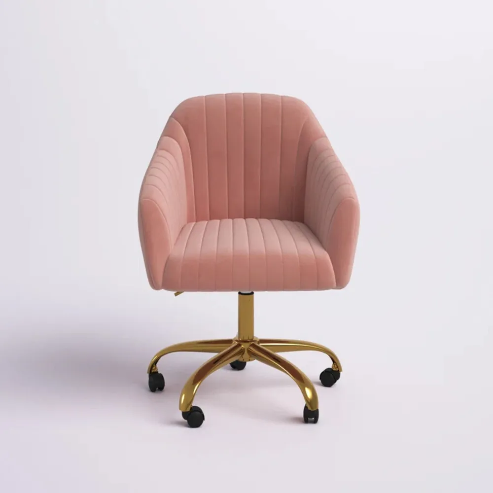 Refined Baby Pink Tufted Velvet Armchair With Golden Legs Single Piece
