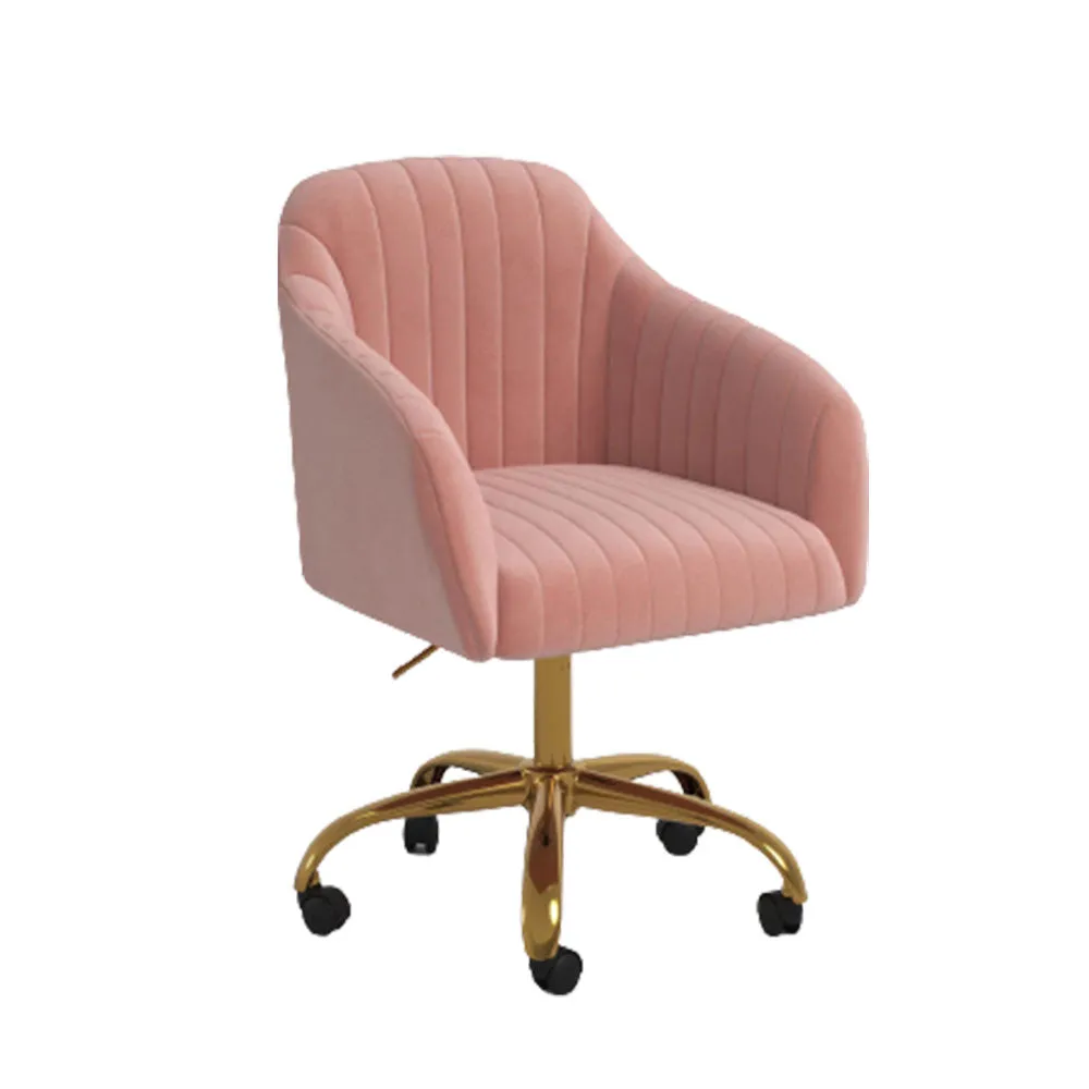 Refined Baby Pink Tufted Velvet Armchair With Golden Legs Single Piece
