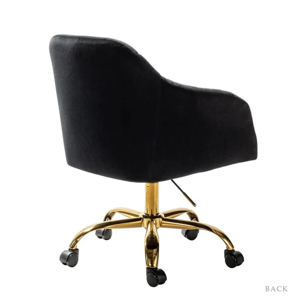 Refined Black Tufted Velvet Armchair With Golden Legs Single Piece