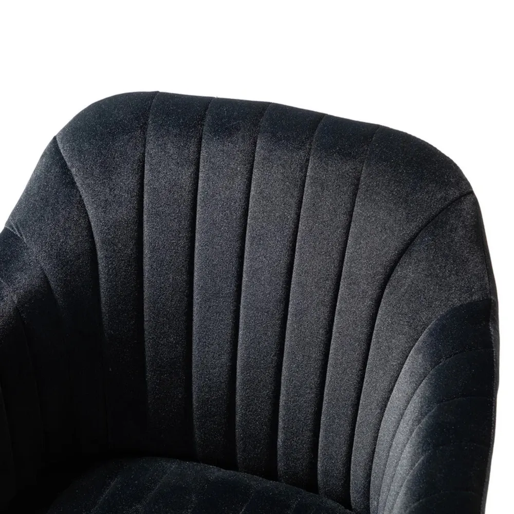 Refined Black Tufted Velvet Armchair With Golden Legs Single Piece