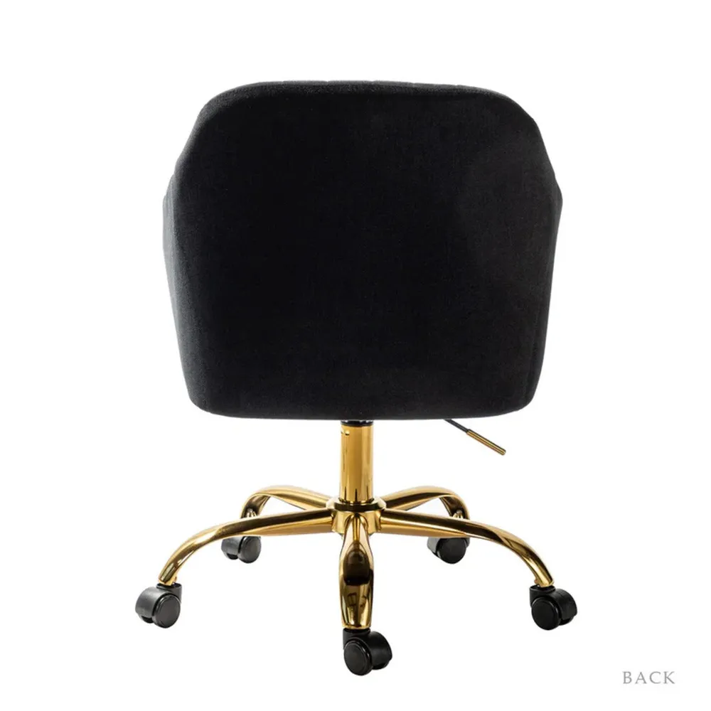 Refined Black Tufted Velvet Armchair With Golden Legs Single Piece