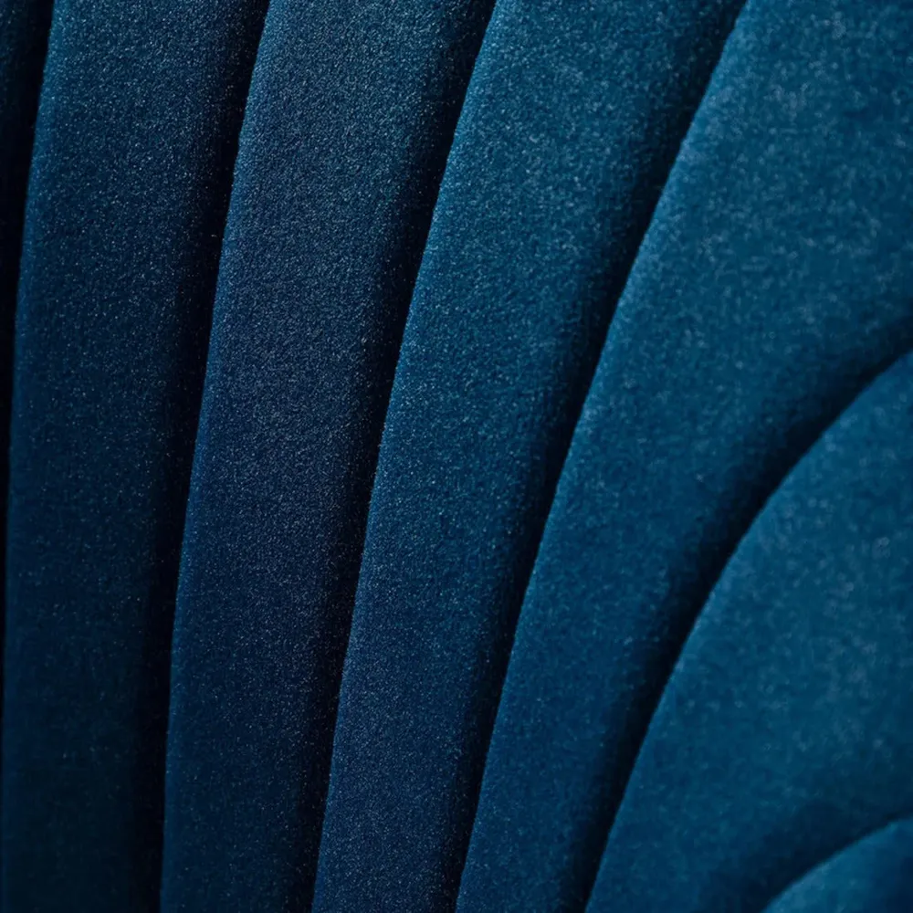 Refined Navy Blue Tufted Velvet Armchair With Golden Legs Single Piece