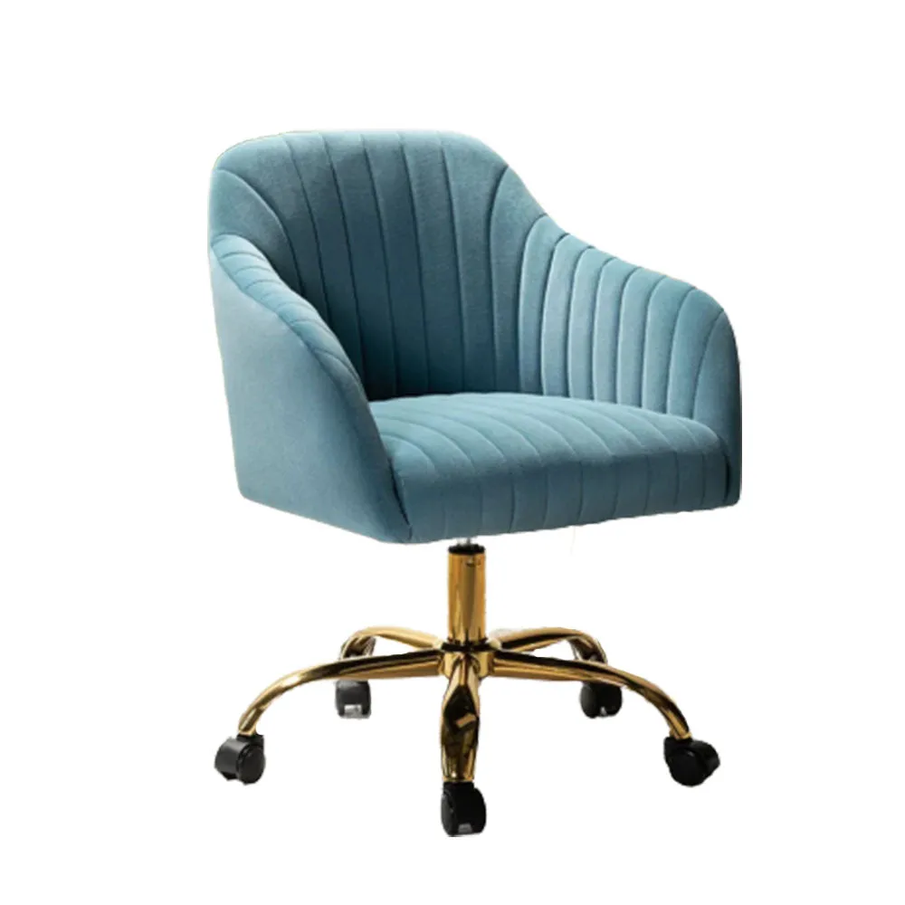 Refined Sky Blue Tufted Velvet Armchair With Golden Legs Single Piece