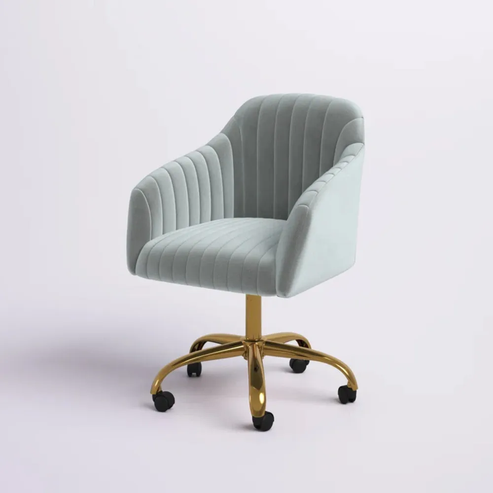 Refined White Tufted Velvet Armchair With Golden Legs Single Piece