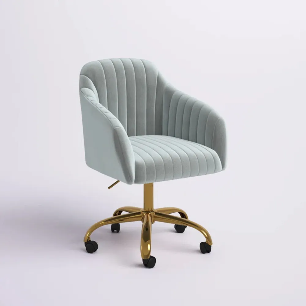 Refined White Tufted Velvet Armchair With Golden Legs Single Piece