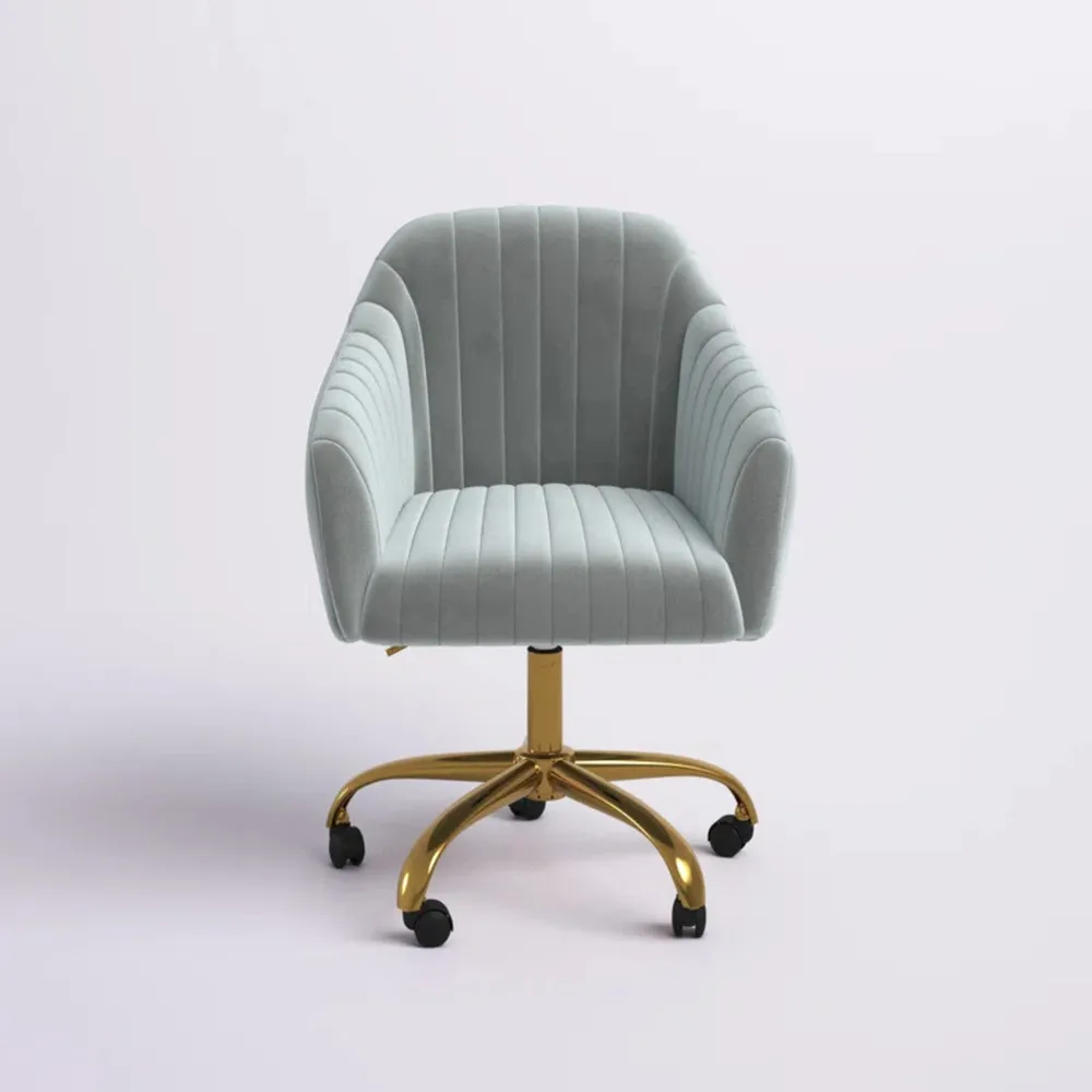 Refined White Tufted Velvet Armchair With Golden Legs Single Piece