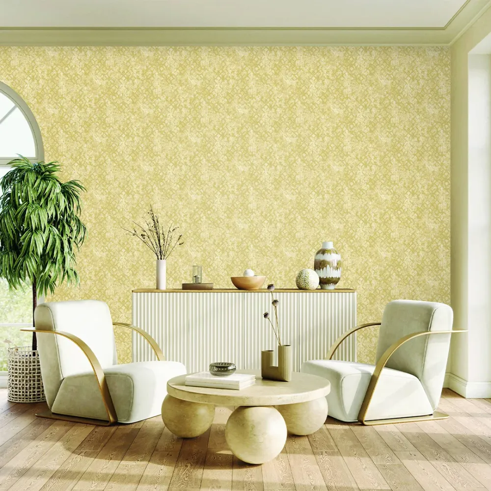 WallMantra Regal Damask Elegance Wallpaper – Timeless Charm in Multiple Shades Golden