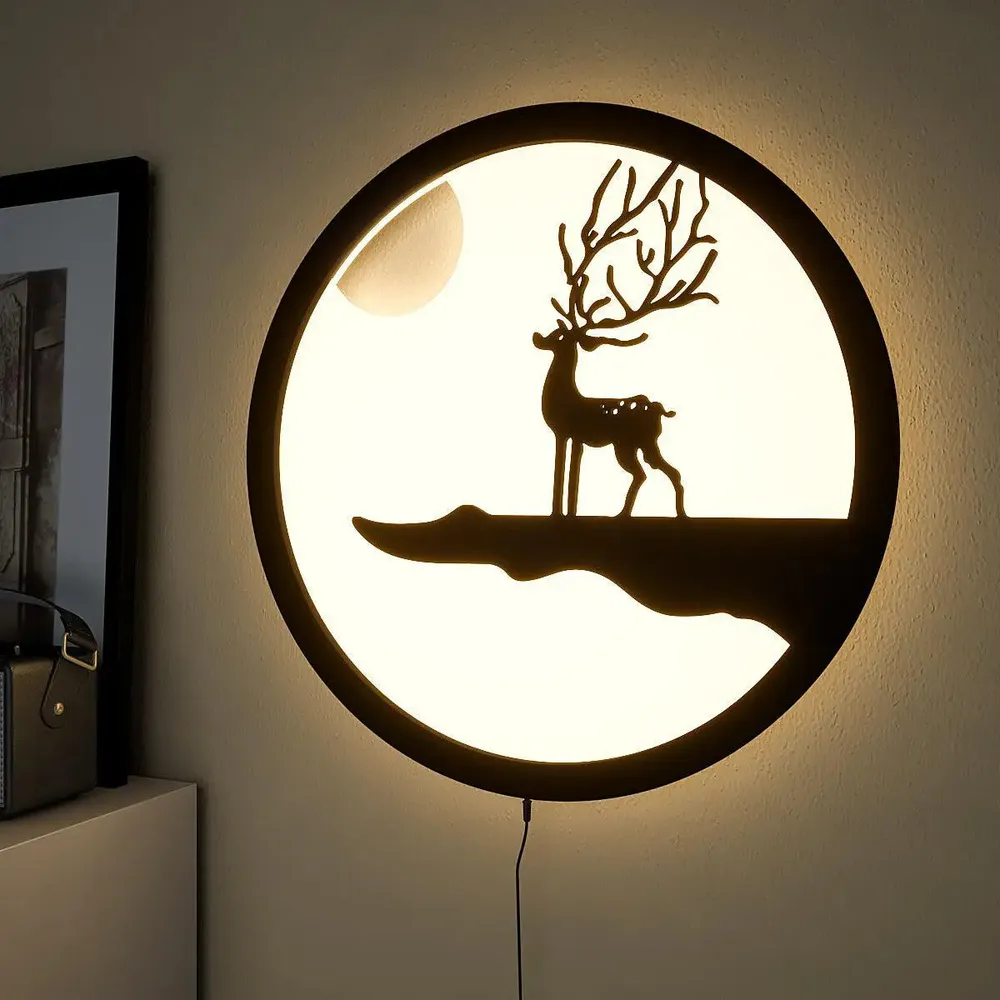 Reindeer Designer Wooden Backlit Acrylic Wall Art