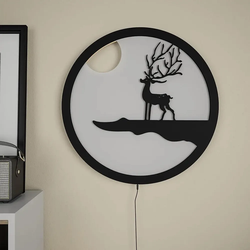 Reindeer Designer Wooden Backlit Acrylic Wall Art