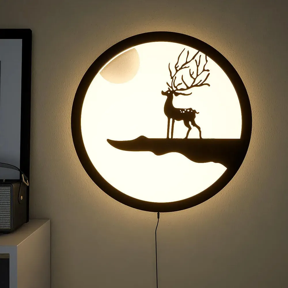 Reindeer Designer Wooden Backlit Acrylic Wall Art