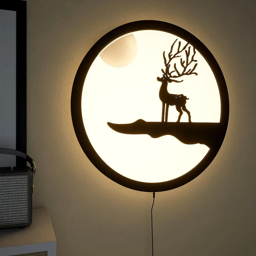 Reindeer Designer Wooden Backlit Acrylic Wall Art