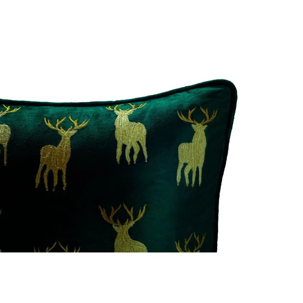 Reindeer Velvet Pillow Cover with Beautiful Embroidery