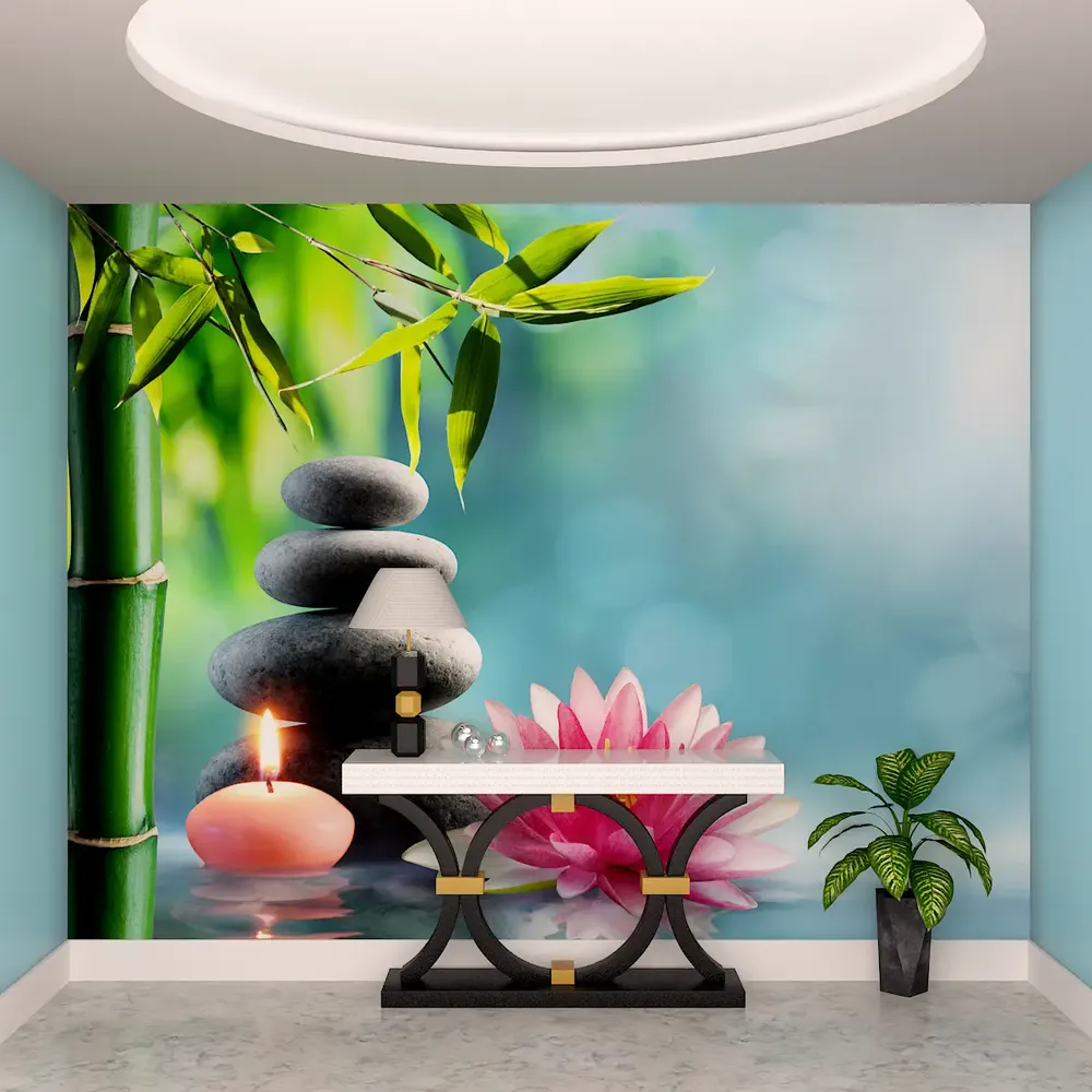 Relaxing Bamboo Spa Wallpaper / High Quality HP Woven WallPaper /  size 12 ft x 10 ft