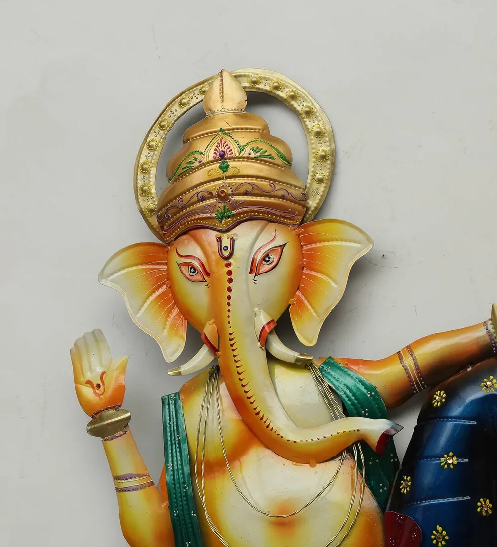 Resting Ganesha Royal LED Metal Wall Art