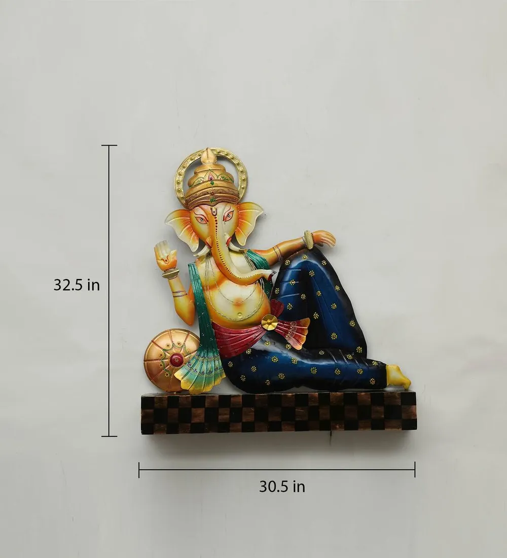 Resting Ganesha Royal LED Metal Wall Art