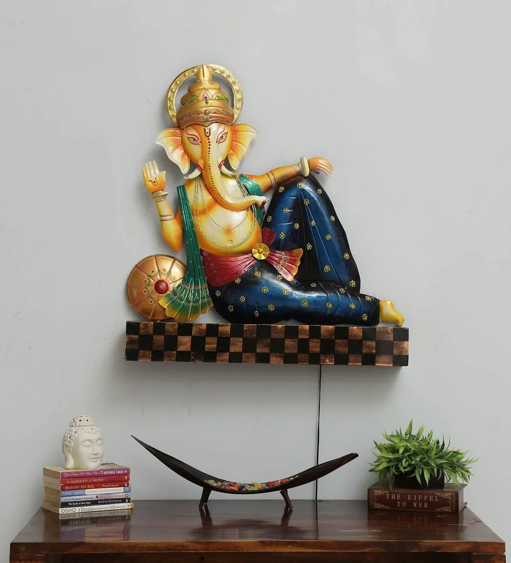Resting Ganesha Royal LED Metal Wall Art