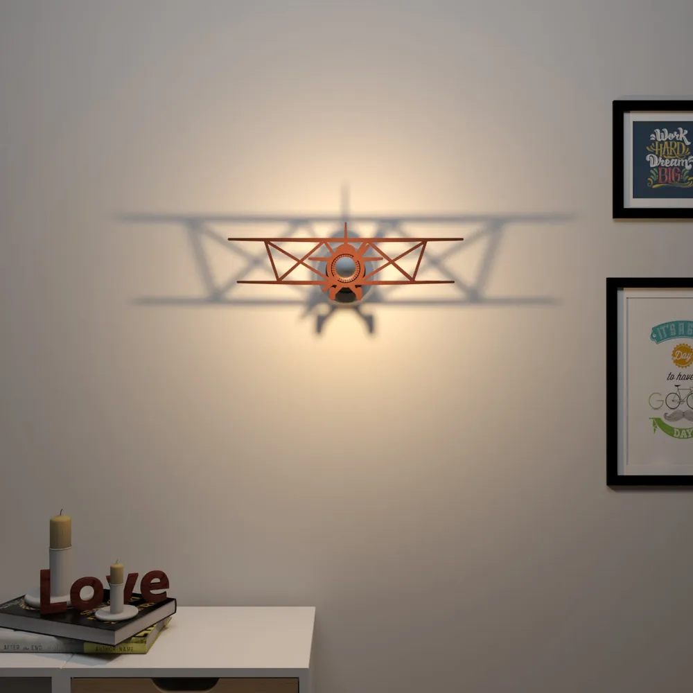 Retro Airplane Shadow Lamp / Wooden Wall Art