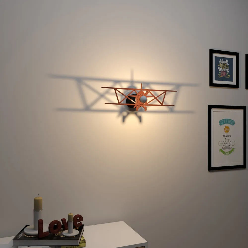 Retro Airplane Shadow Lamp / Wooden Wall Art