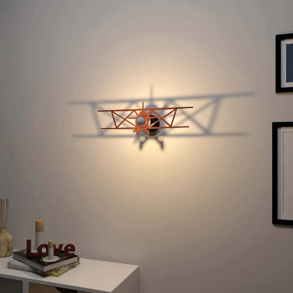 Retro Airplane Shadow Lamp / Wooden Wall Art