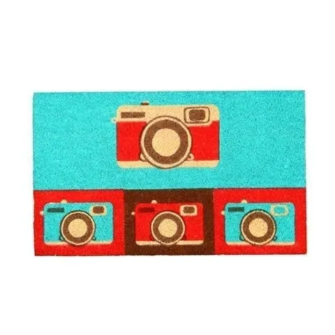 Retro Camera Designer Natural Coir Doormat