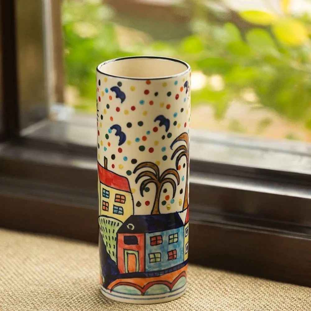 Retro Colorful Landscape Vase