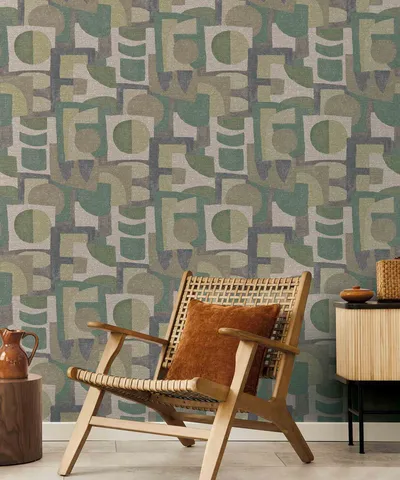 Retro Geometric Textured Premium Wallpaper- The Modernist Collection