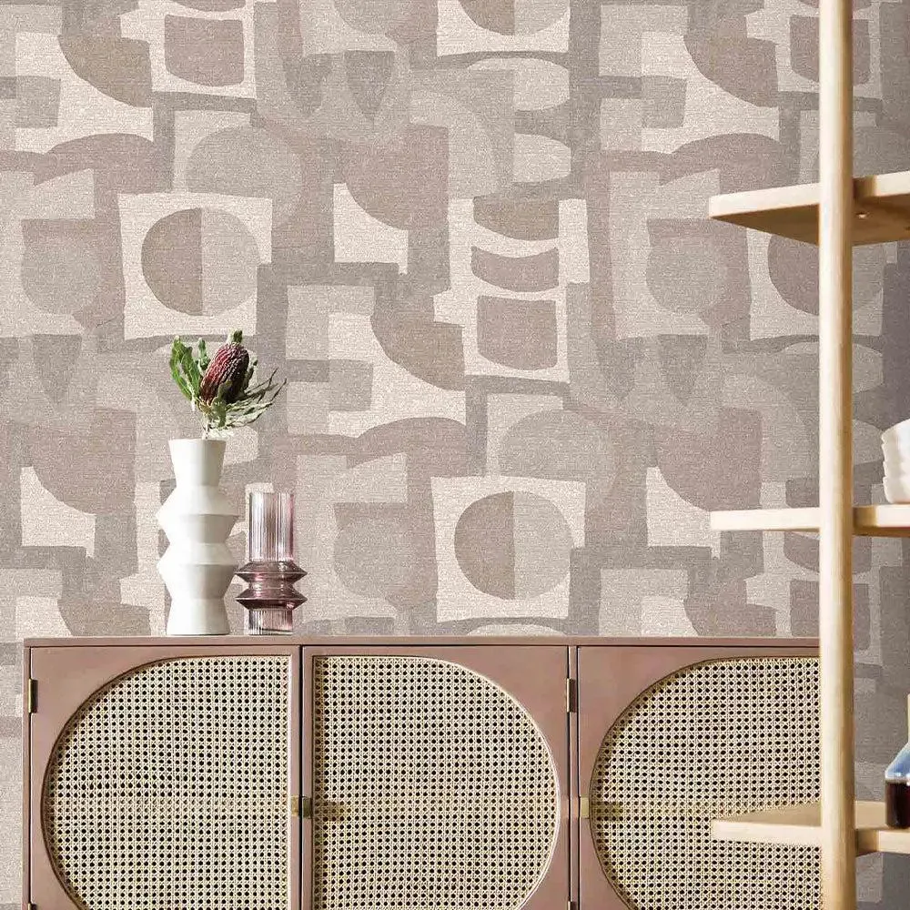 Retro Geometric Textured Premium Wallpaper- The Modernist Collection green