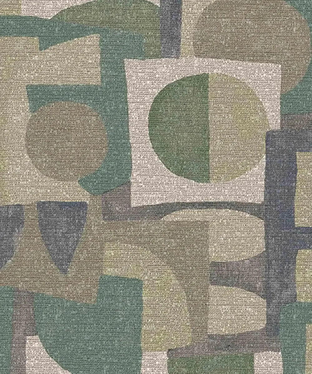 Retro Geometric Textured Premium Wallpaper- The Modernist Collection green