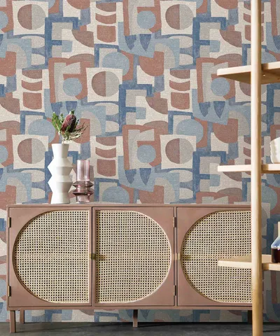 Retro Geometric Textured Premium Wallpaper- The Modernist Collection