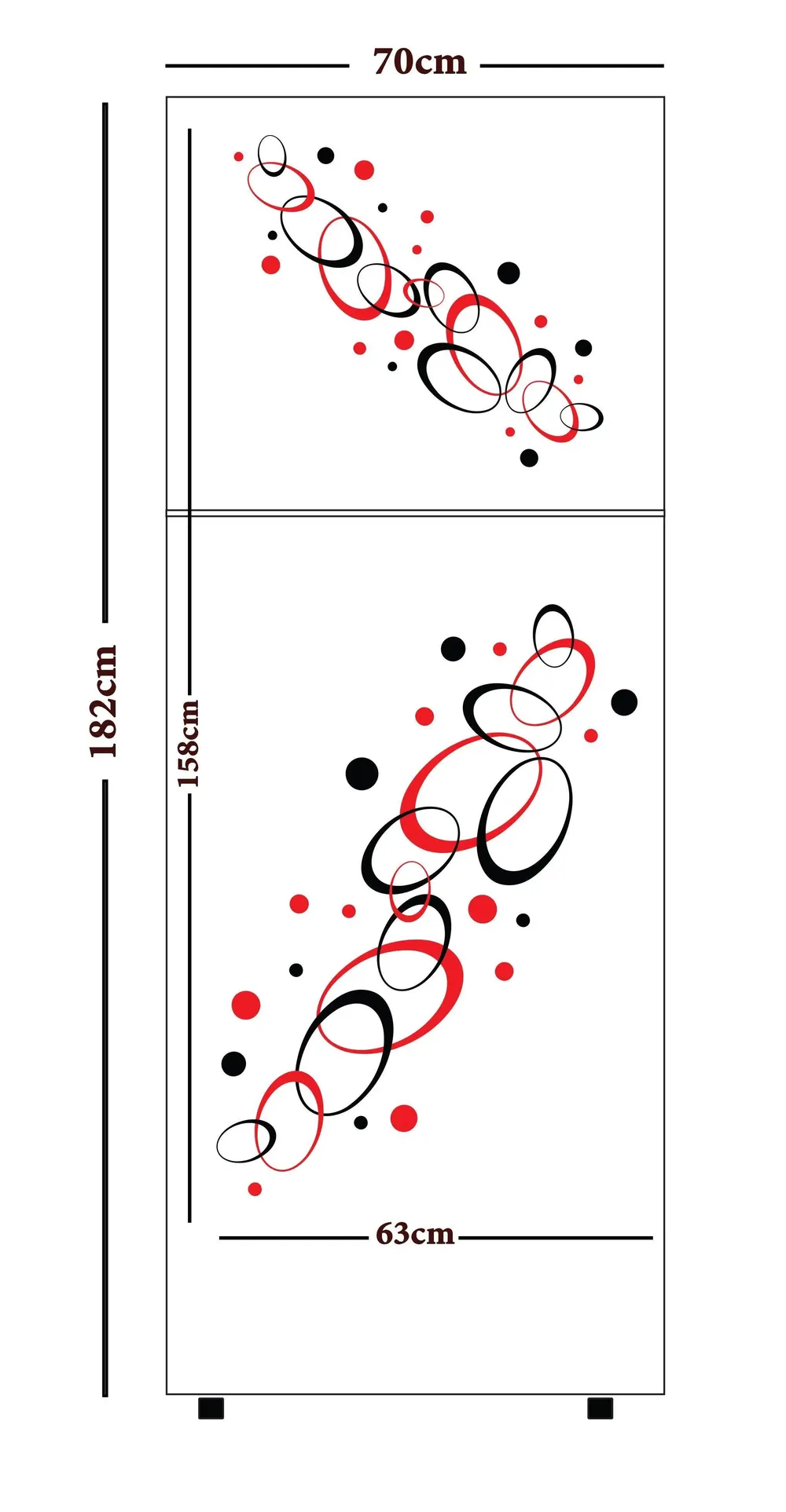 Retro Oval & Circle Design Kitchen Fridge Sticker