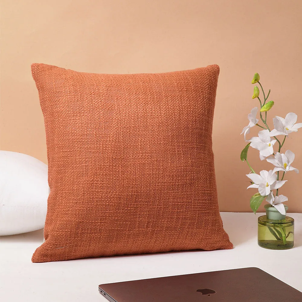 Retro Rusty Orange Plush 100% Cotton Cushion Cover