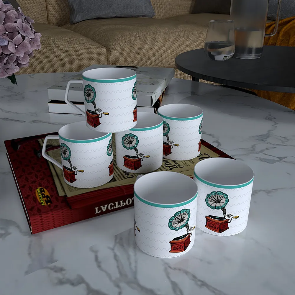 Retro Vibes Designer Tea Cups (Set of 6)