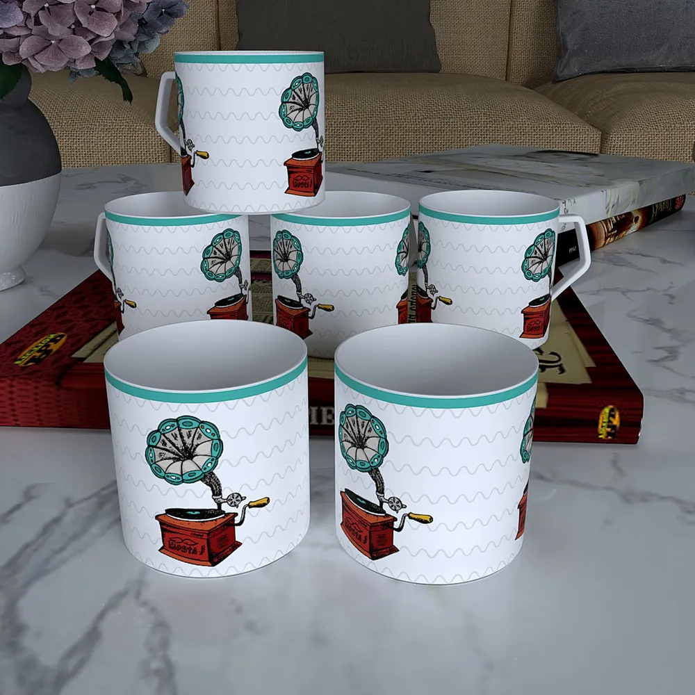 Retro Vibes Designer Tea Cups (Set of 6)