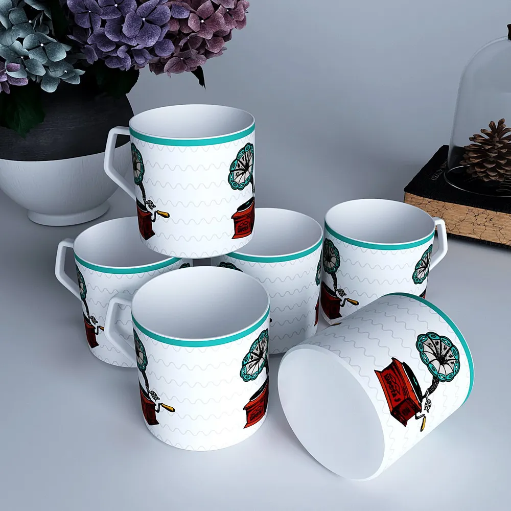 Retro Vibes Designer Tea Cups (Set of 6)