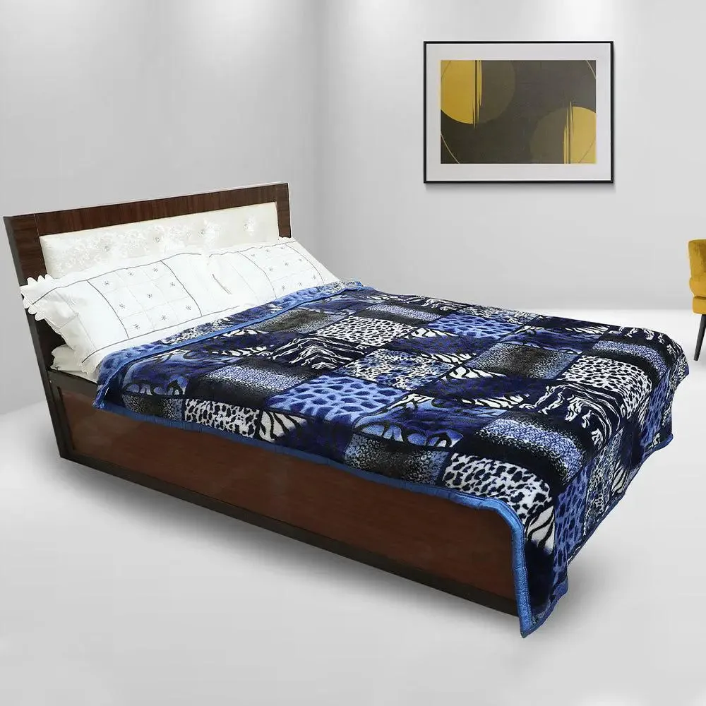 Rian Animal Print Blue Single Mink Blanket