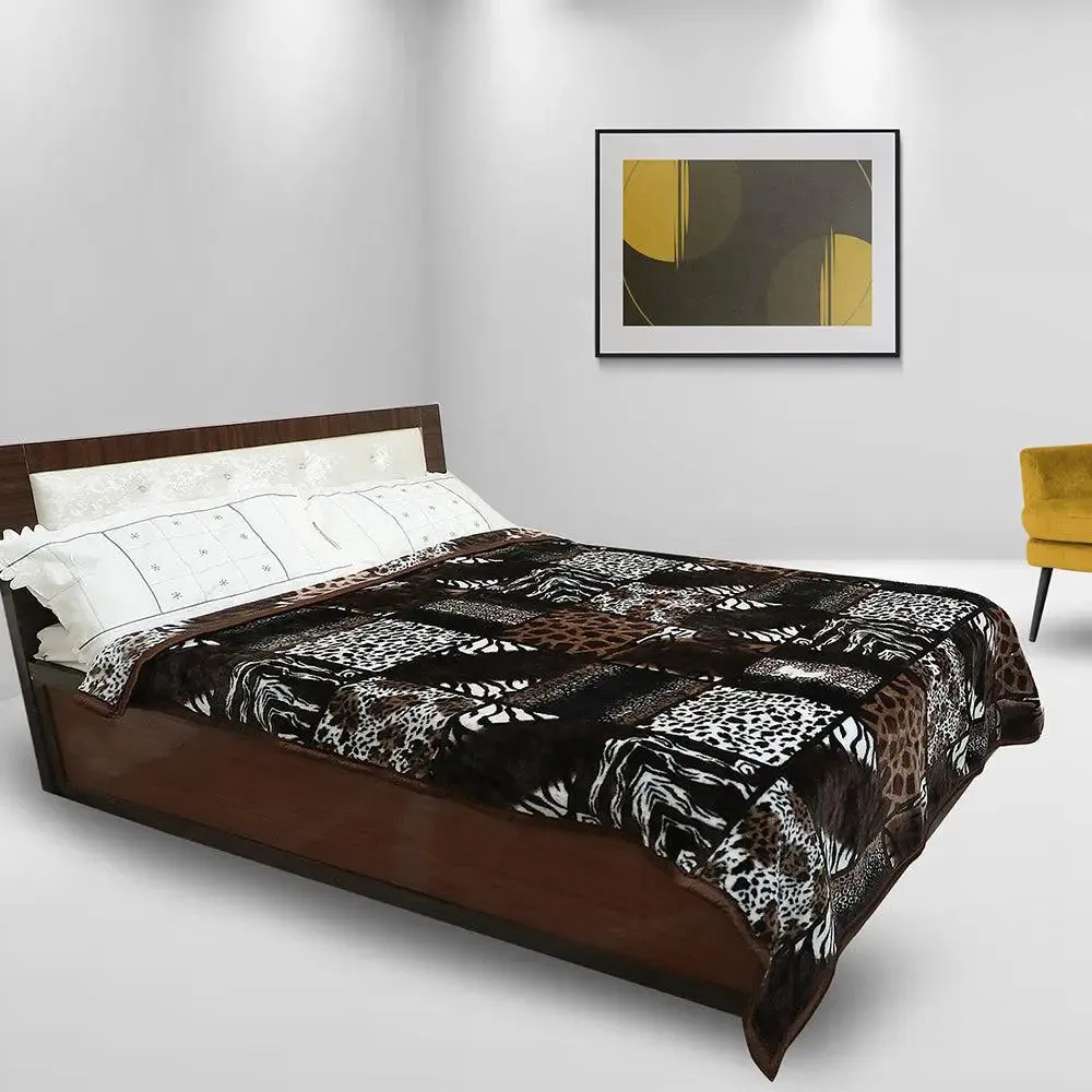 Rian Animal Print Coffee Single Mink Blanket