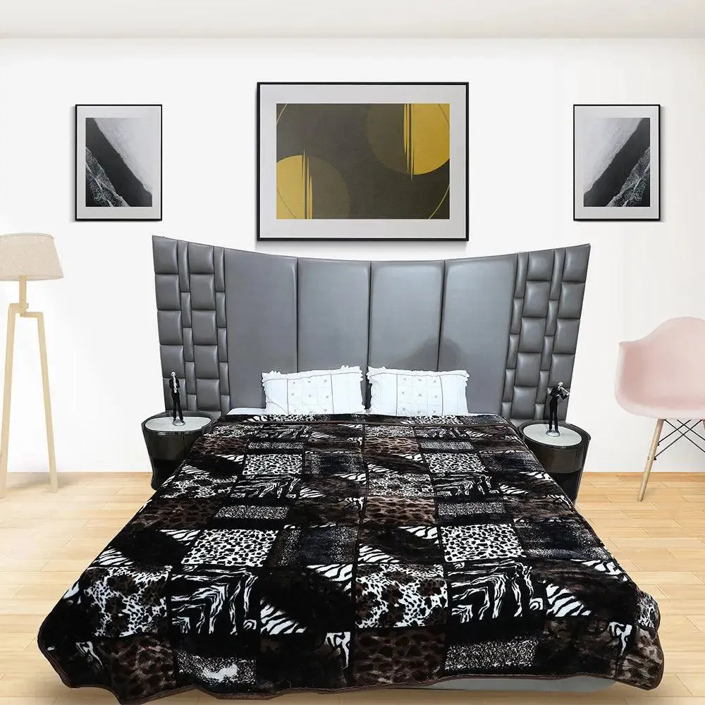 Rian Animal Print Dark Chocolate Double Mink Blanket