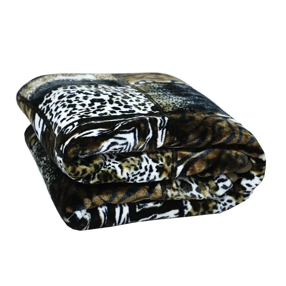 Rian Animal Print Green Double Mink Blanket